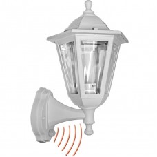 Φωτιστικό Φανάρι Επίτοιχο με ντουί E27 και Ανιχνευτή Κίνησης Polycarbonate Λευκό IP44 9-350